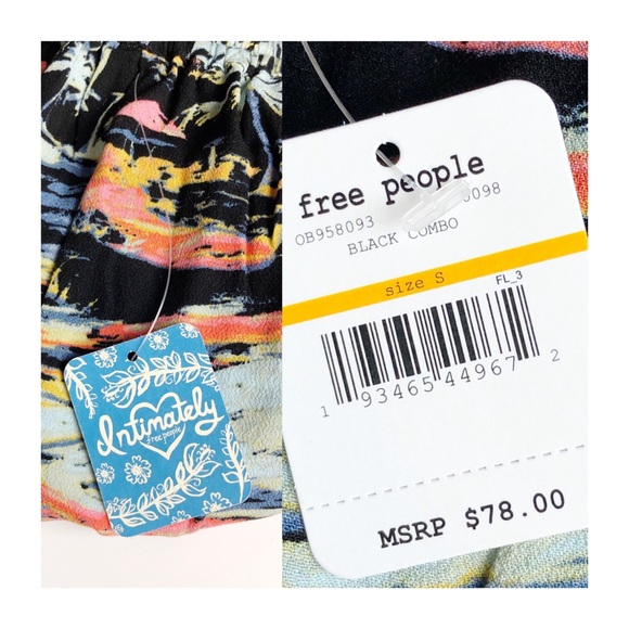 NWT Free People | Black Combo Blue Lagoon Print Pants Size Small - Picture 10 of 12